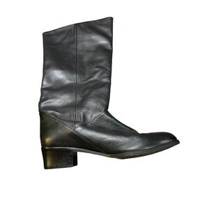 Shara Black Leather Mid-Calf Boots | Size 8.5 | Made in Argentina